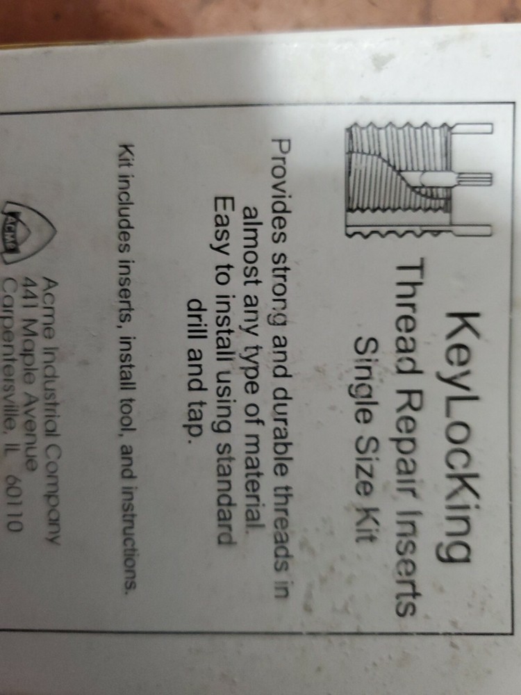 Thread repair insert kit heli coil keylock KTW 10-24