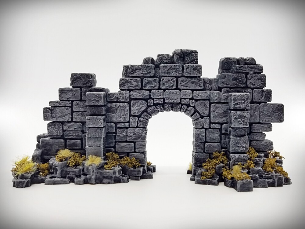 Ruins Terrain - Basic Archway Door Wall (Small) - Tabletop Wargaming RPG terrain