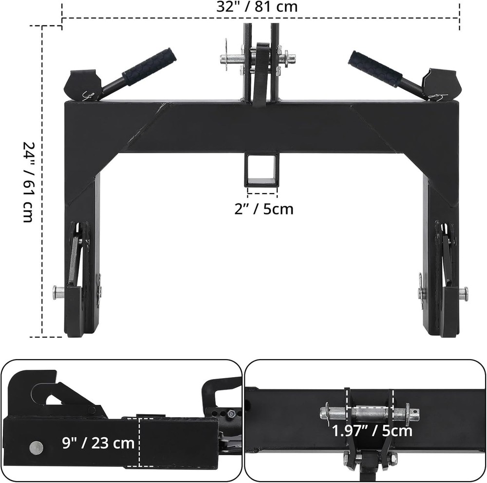 3 Point Quick Hitch Category 1, 3000 LBS Lifting Capacity Tractor Quick Hitch