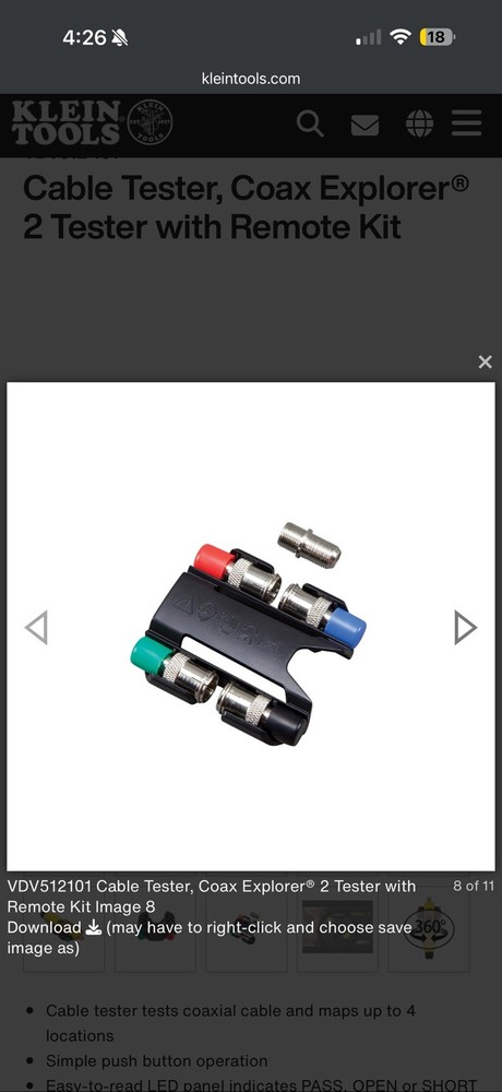 VDV512-101Cable Tester, Coax Explorer® 2 Tester with Remote Kit