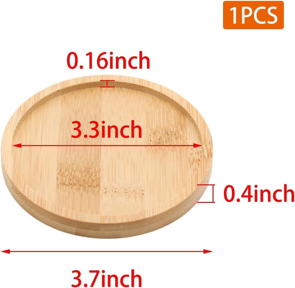 Bamboo Round Tray – 3.7” Outer Diameter, 3.4” Inner Diameter, Reusable Bamboo...