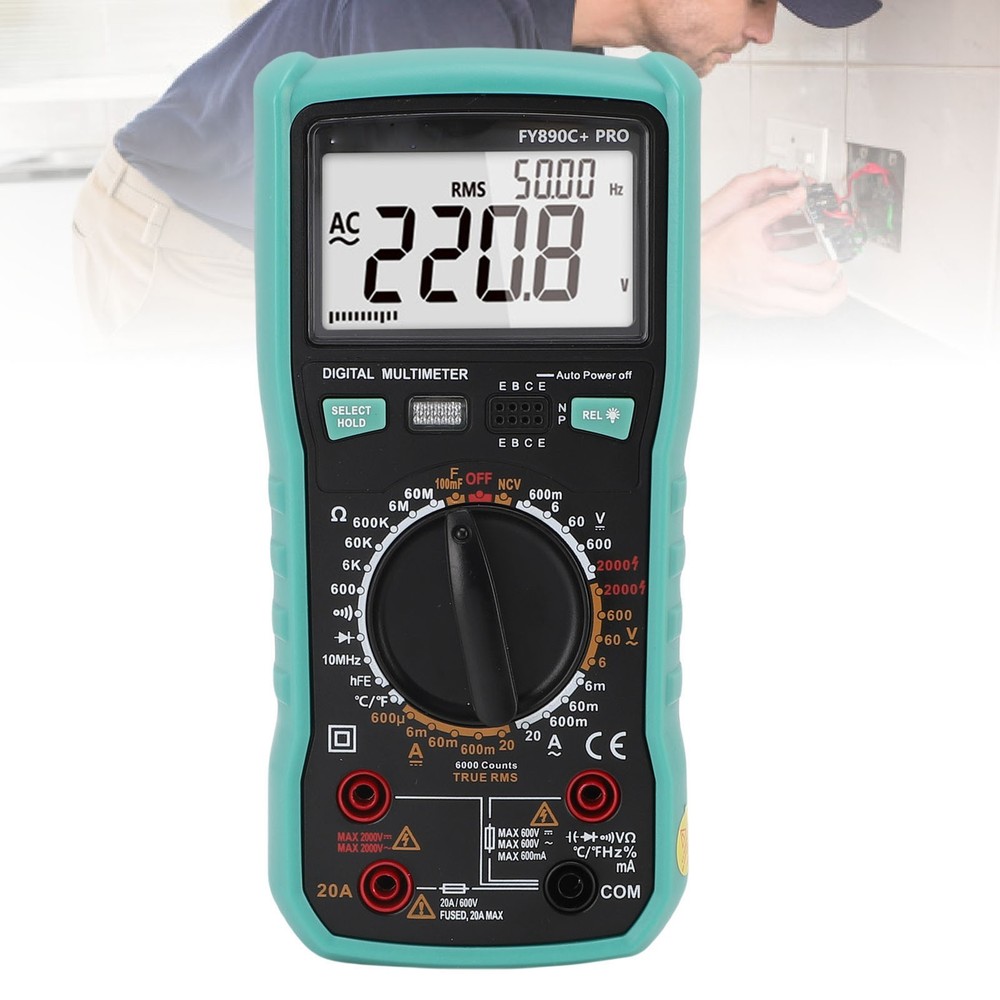 Digital Multimeter 6000 Counts Tester 2000V Voltage Current Capacitance Testing