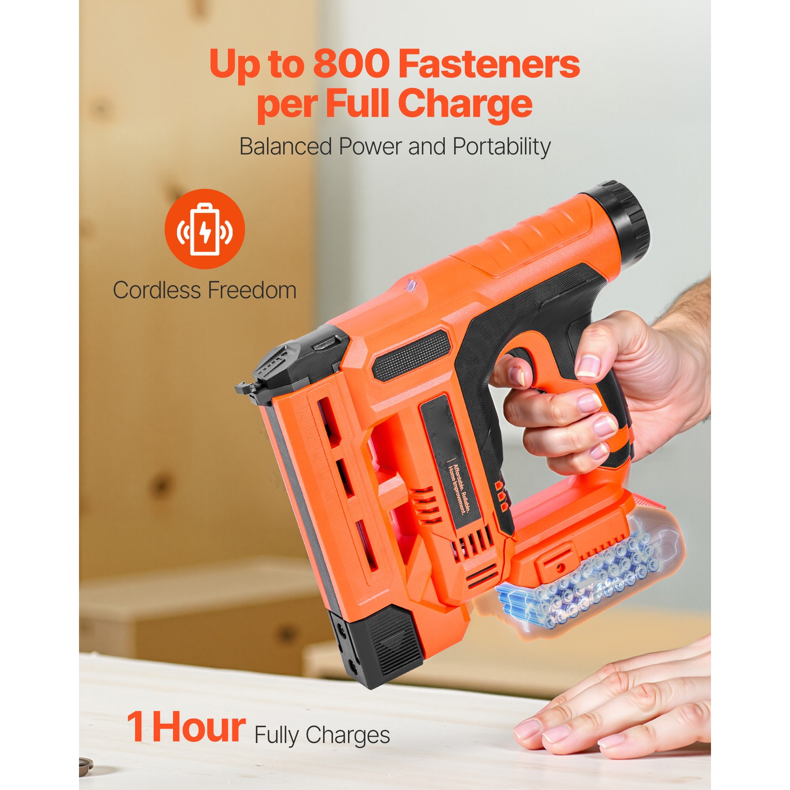 Uimoso Cordless 2-in-1 Nail and Staple Gun, 18 Gauge for Woodworking