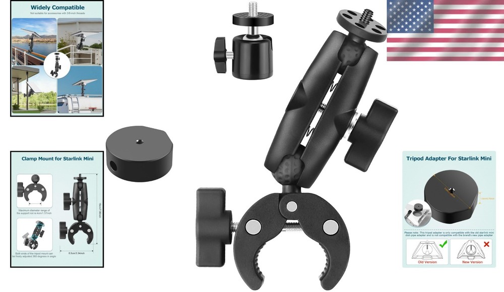 Starlink Mini Mount: Adjustable Clamp & Tripod Adapter for Ultimate Flexibility