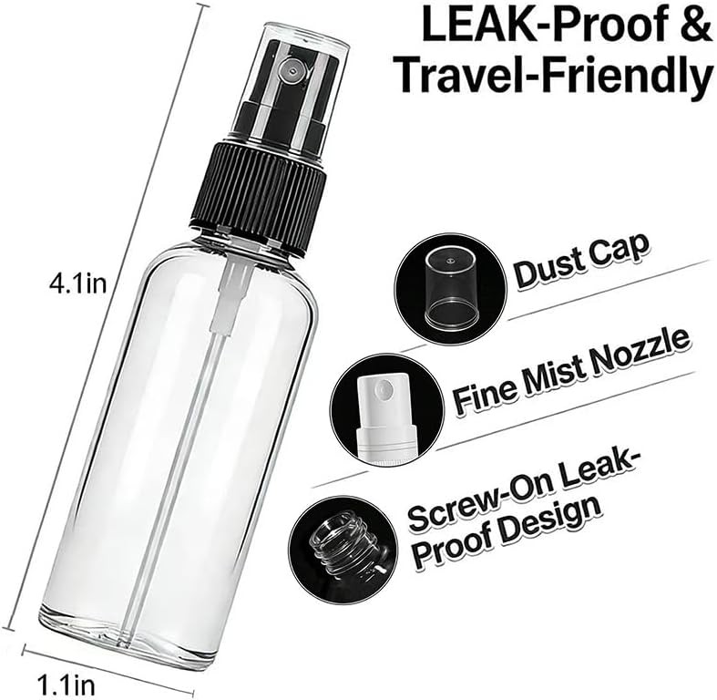 1 Oz Travel Spray Bottles, Thickened Reusable Refillable Plastic Sprayers 2 Pack