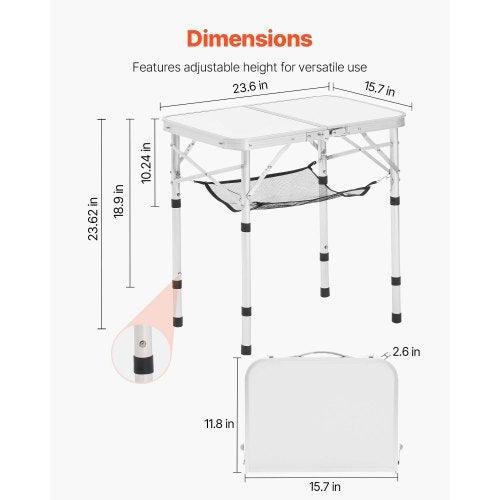 Folding Camping Table Adjustable Height Portable Side Tables Aluminum MDF