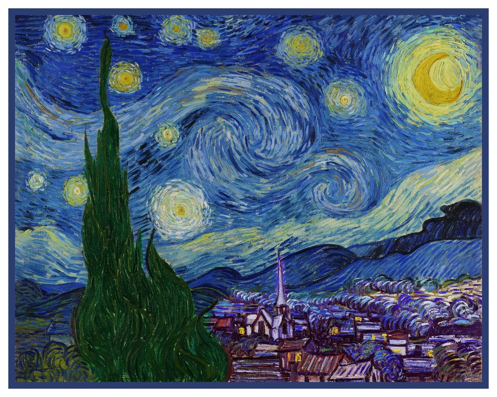 Starry Starry Night Impressionist Vincent Van Gogh Counted Cross Stitch Pattern