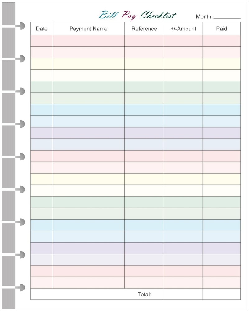 Bill Pay Checklist Refills - 50 Sheets/100 Pages Classic 50 Sheets, Colorful