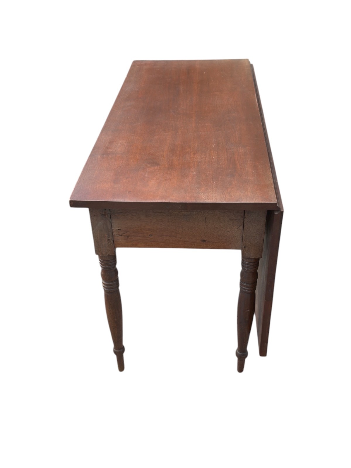 Antique Sheraton 2 drawer console work foyer table walnut 1820 country farmhouse