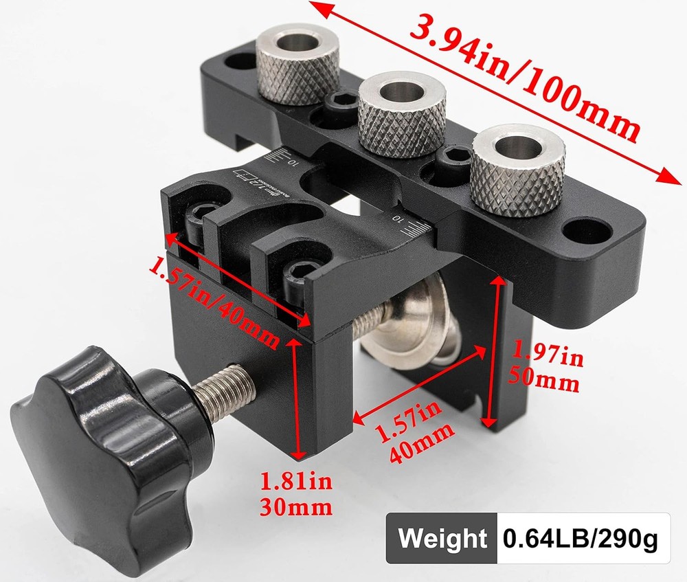 3 in 1 Dowel Jig Drill Kit Self Centering Doweling Jig Adjustable Drilling Width