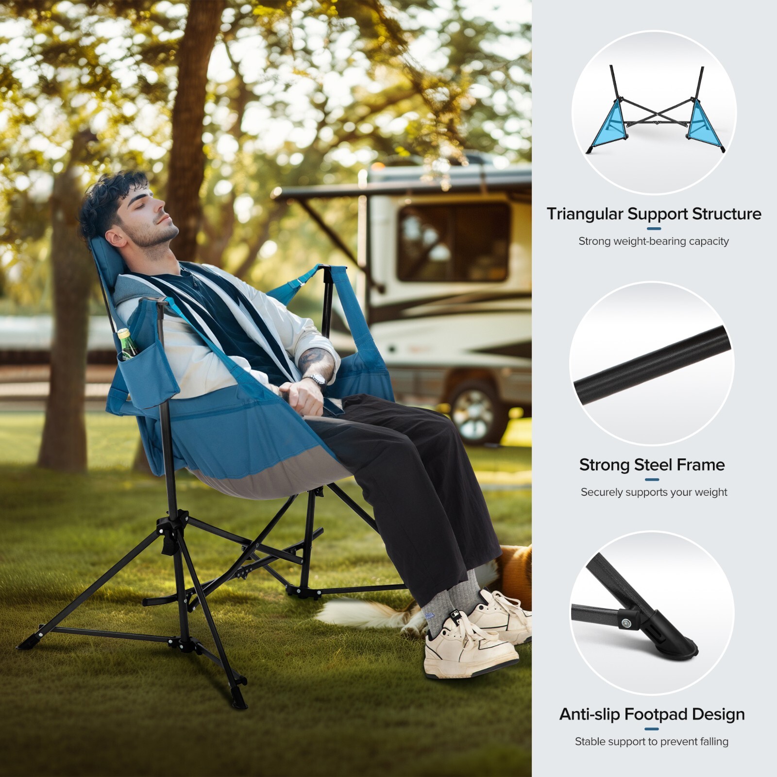 Swinging Hammock Chair Portable Folding Outdoor Camping Swing Chairs w/Carry Bag