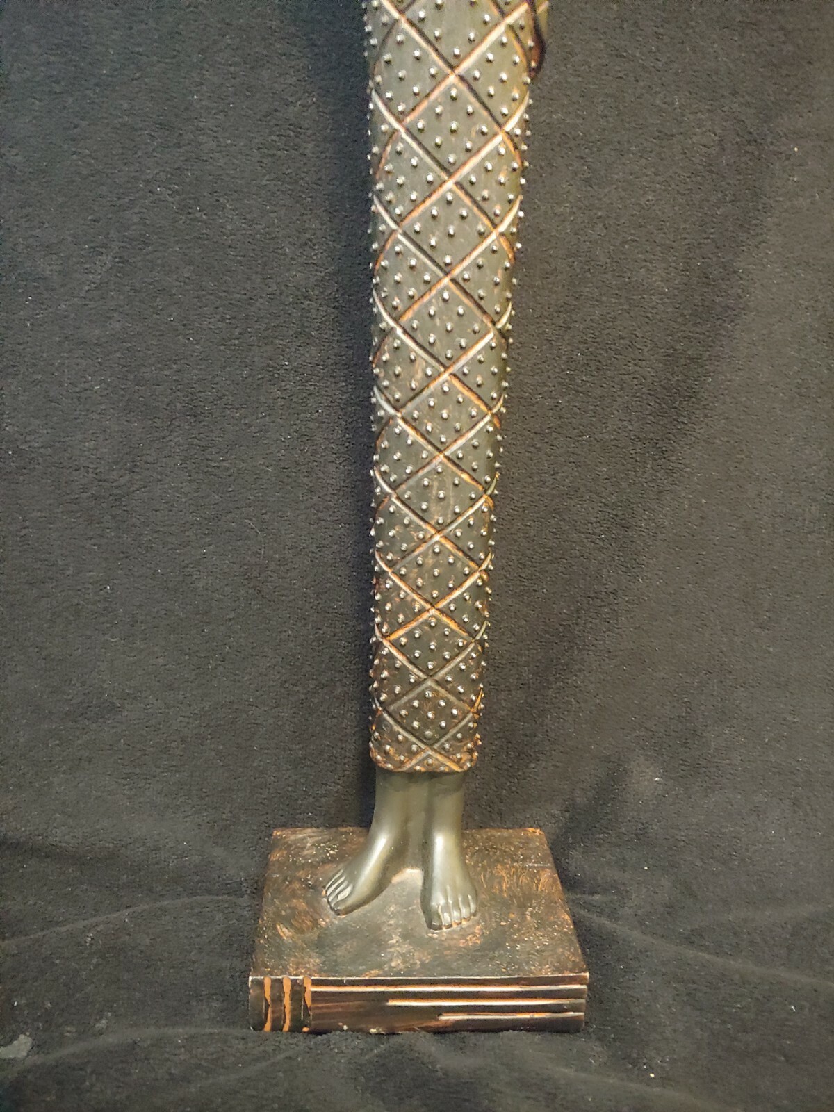 Tall African Tribal Woman Figurine Large Resin Statue Carrying Bowl 24"