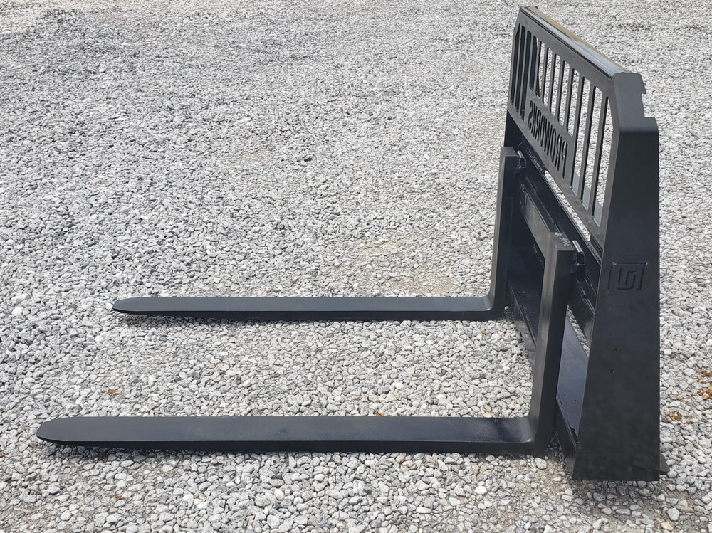 60" Solid Bottom Grapple Grease & 48" Full Guard Pallet Forks Combo Quick Attach
