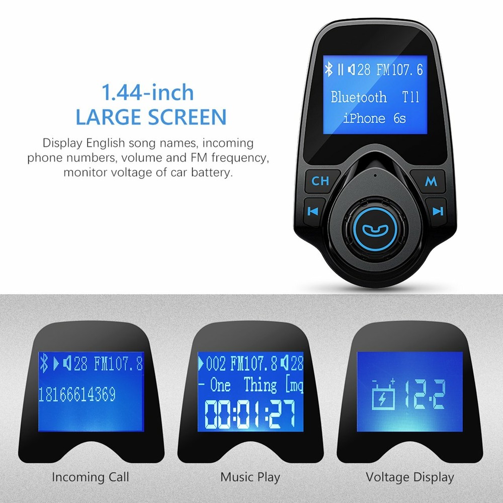 Bluetooth Wireless FM Transmitter Modulator MMC MP3 Player Dual USB Car Charger