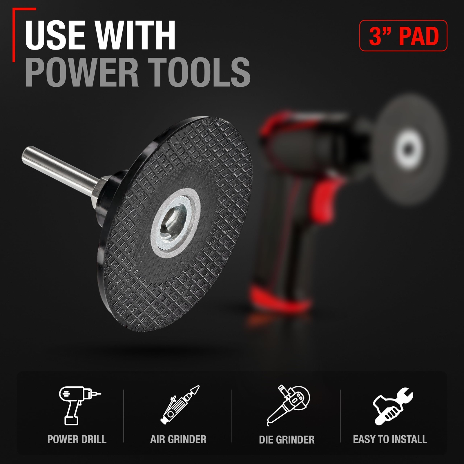 3 Inch Conditioning Disc Pad Holder Assembly, 1/4'' Shank-2 Pack Roloc