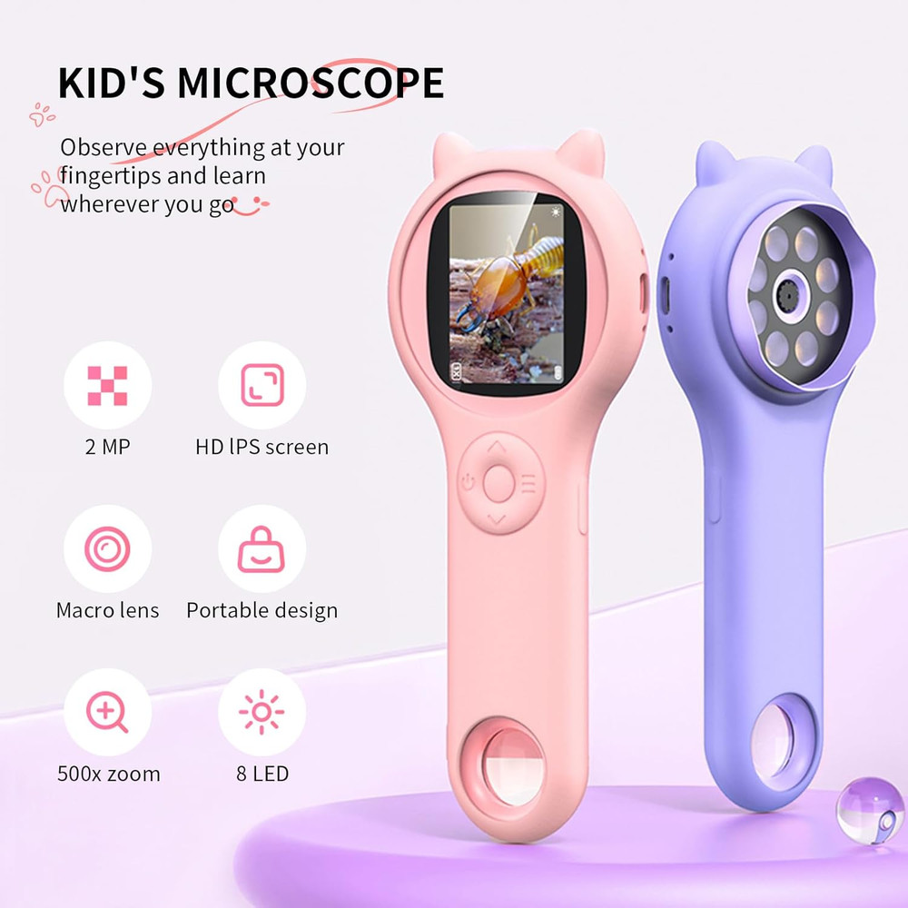 Microscope for Kids - Mini Pocket Handheld Microscope for Toddlers-Stem Educatio