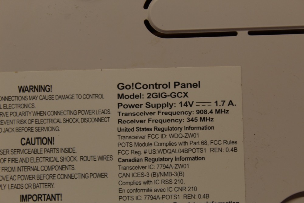 GO! Control Panel Kit Home Security System No Battery Touchscreen 2GIG-GCX