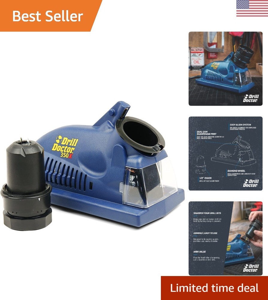 Drill Bit Sharpener - Sharpens Standard Bits - Durable Design - Made in USA