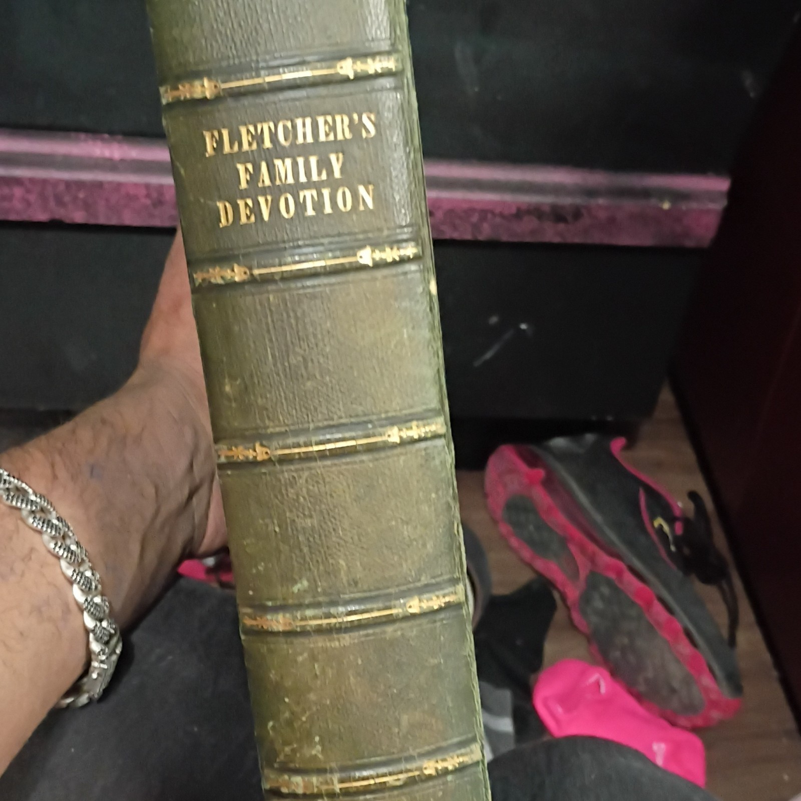 REV. ALEXANDER FLETCHER - FAMILY DEVOTION - LEATHER - 1840 - STEREOTYPE ED.