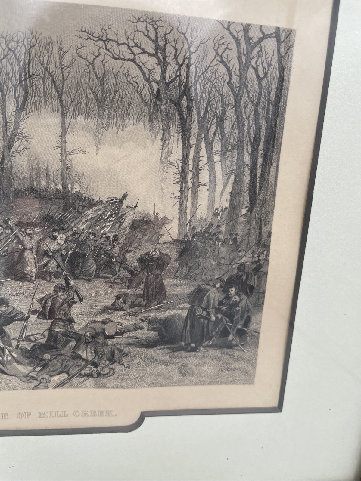 BATTLE OF MILL CREEK, Civil War Battle/Tennessee 1862 Print Lithograph 12”x11”