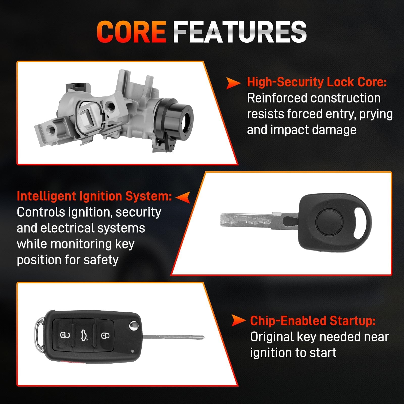 Ignition Switch Lock Cylinder Assembly For VW JETTA 2006-2018 W/ Remote Key