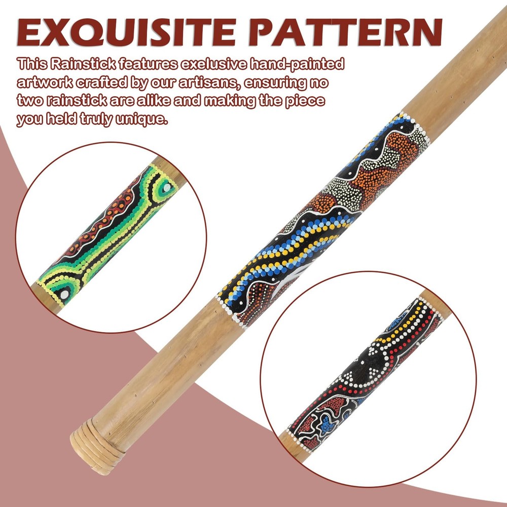Medium 24" Bamboo Rainstick, Handcrafted & Painted Rain Maker, Rain Stick for...
