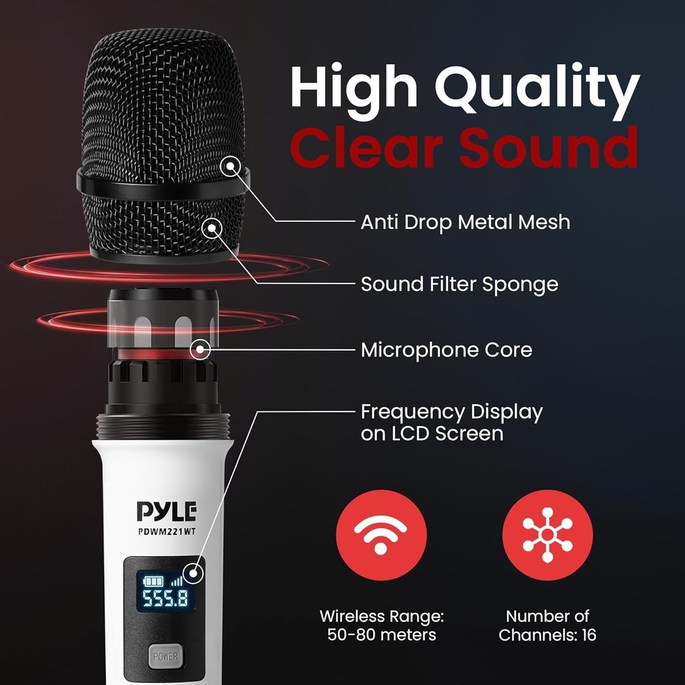 Pyle 4CH UHF Band Wireless Microphone Receiver System