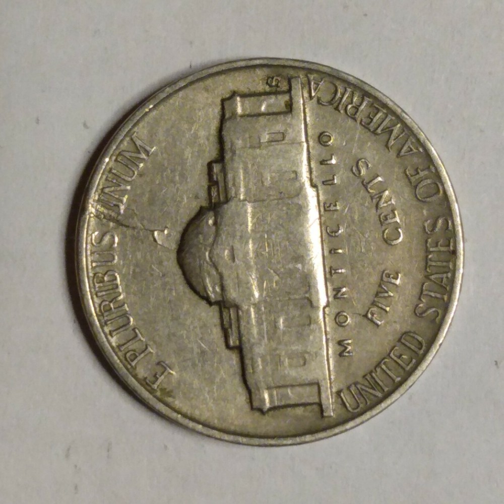 Jefferson Nickel Error 1952s die crack planchette lamination