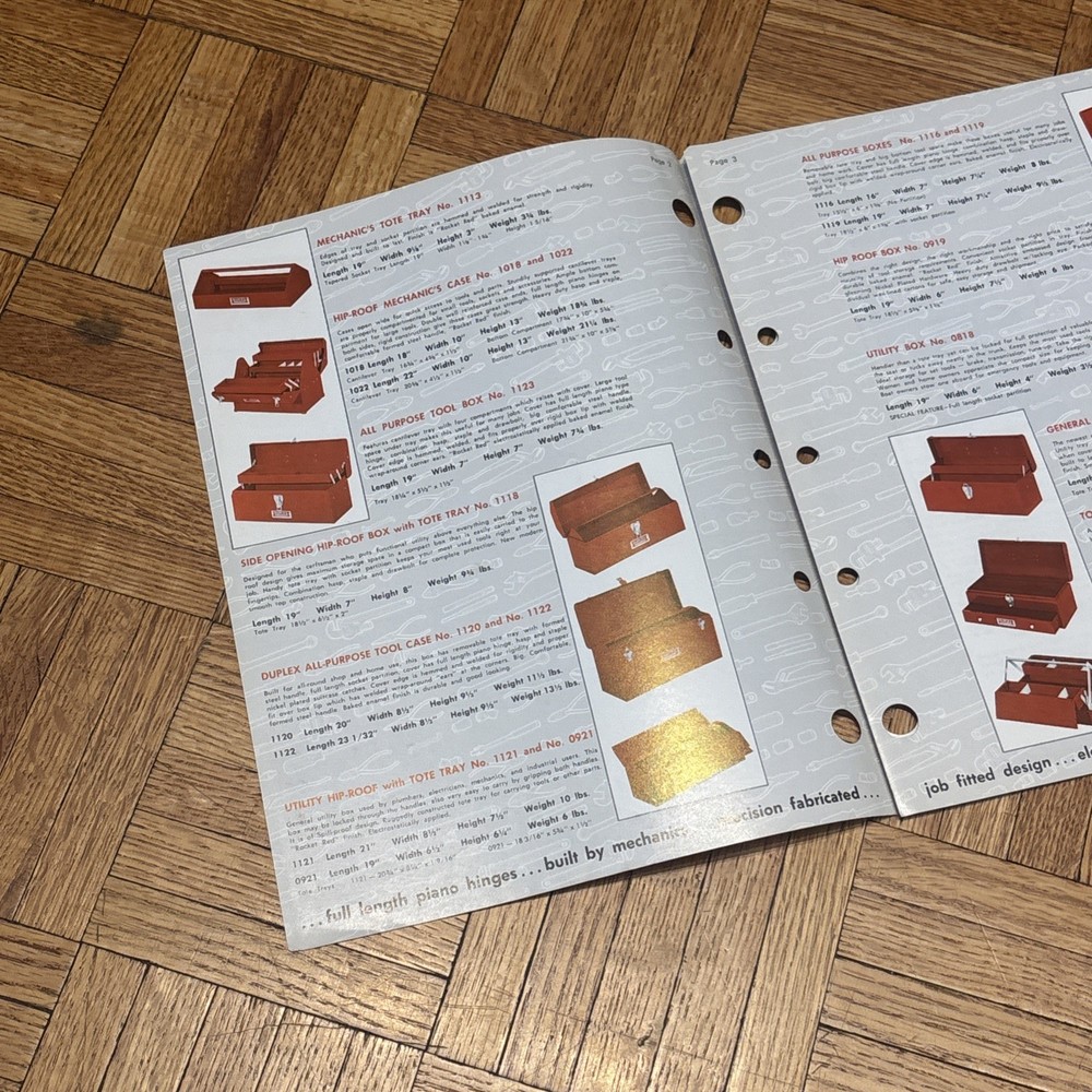 Vintage DUPLEX TOOL BOXES Vendor Brochure - Pendleton Tool - DU 601-7105