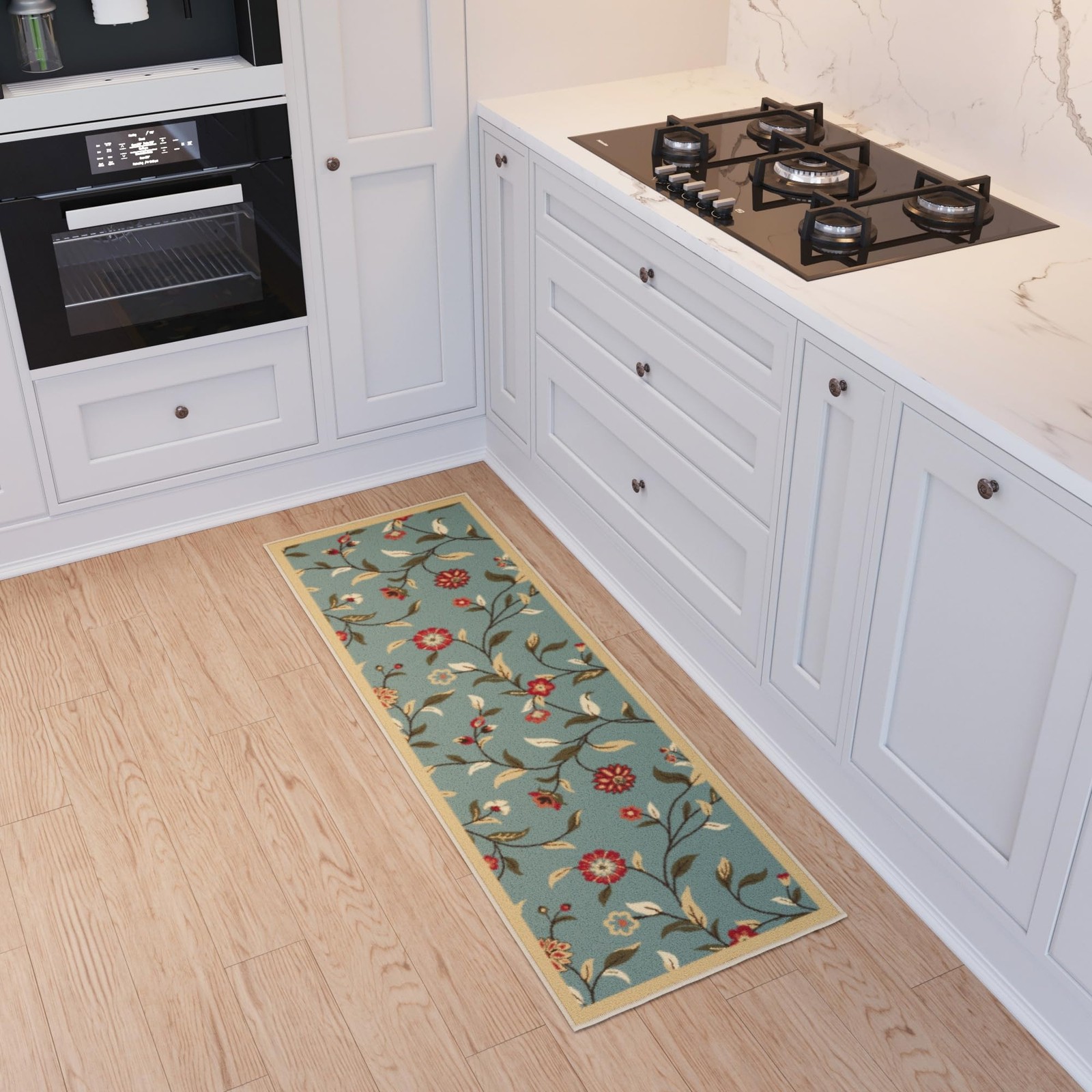 Hallway Runner Rug 20" x 59" Non Slip Floral Area Rugs Easy to Clean Laundry ...