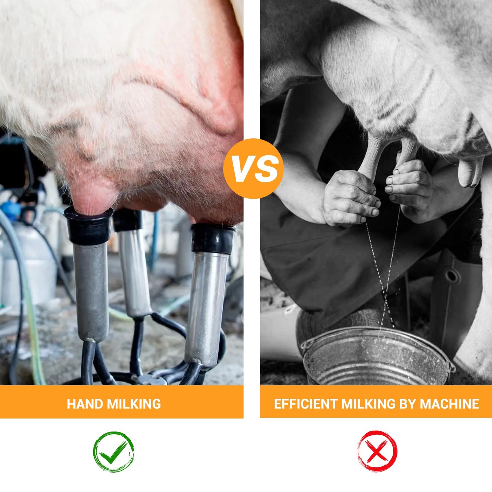 Portable Electric Milking Machine for Cows & Goats W/25L Bucket,Adjustable Press