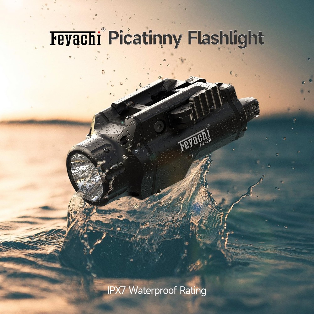 Feyachi Tactical Flashlight - 1500 Lumens Rail Mounted Flashlight, with 5 Interc