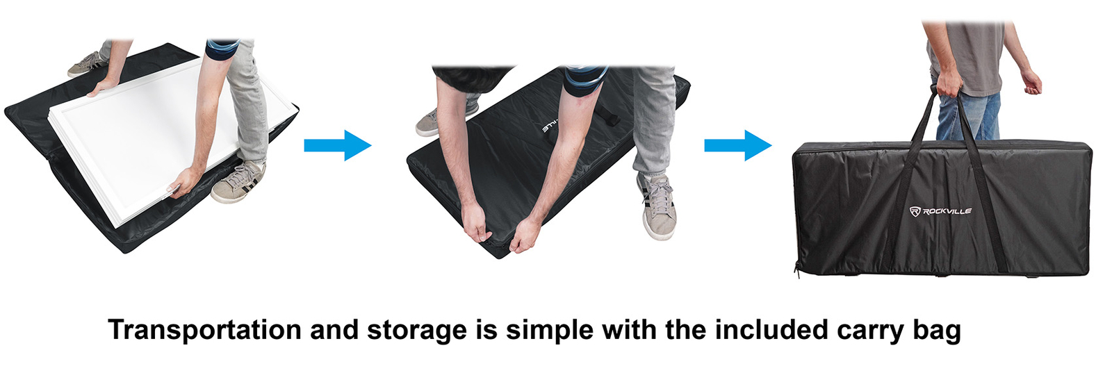 Rockville RFSSW White DJ Event Facade 80" x 44" Steel Frame Booth+Bag+Scrim