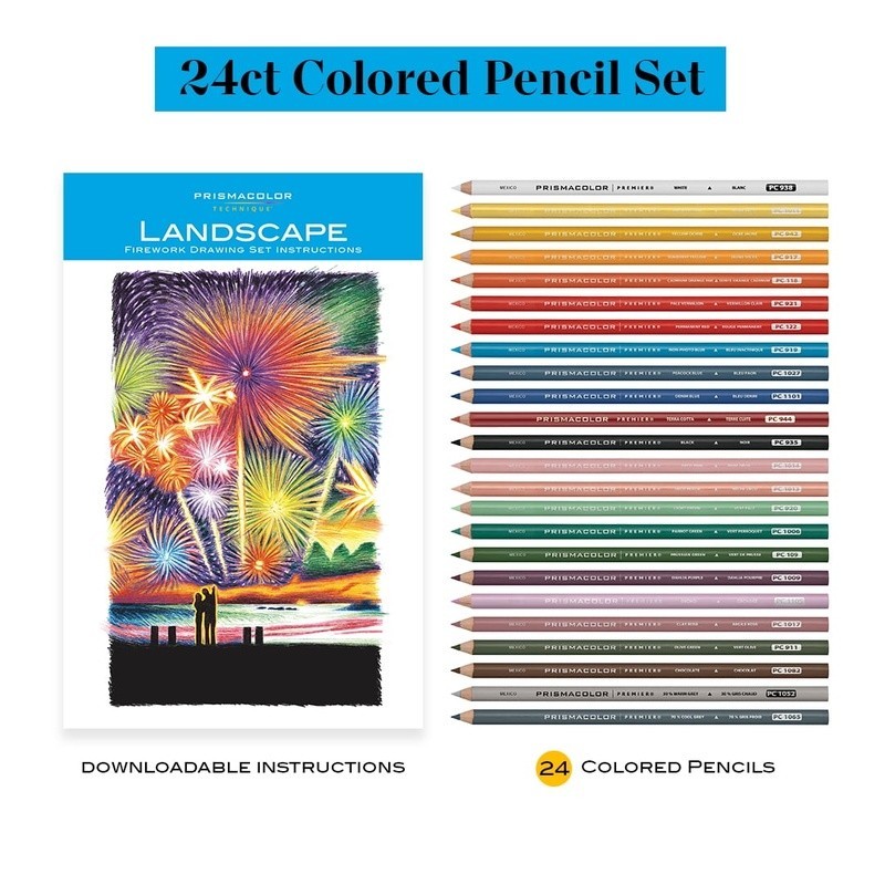 Technique Colored Pencils 24 Count Drawing Set Fireworks Tutorials Blending Art