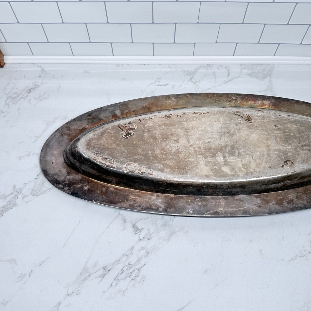 VINTAGE REED & BARTON SOLDERED SILVER SERVING PLATTER PLATE 3000 24 In