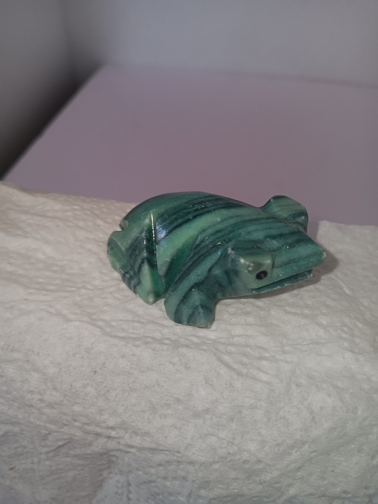 Malachite Gem Stone Carved Frog