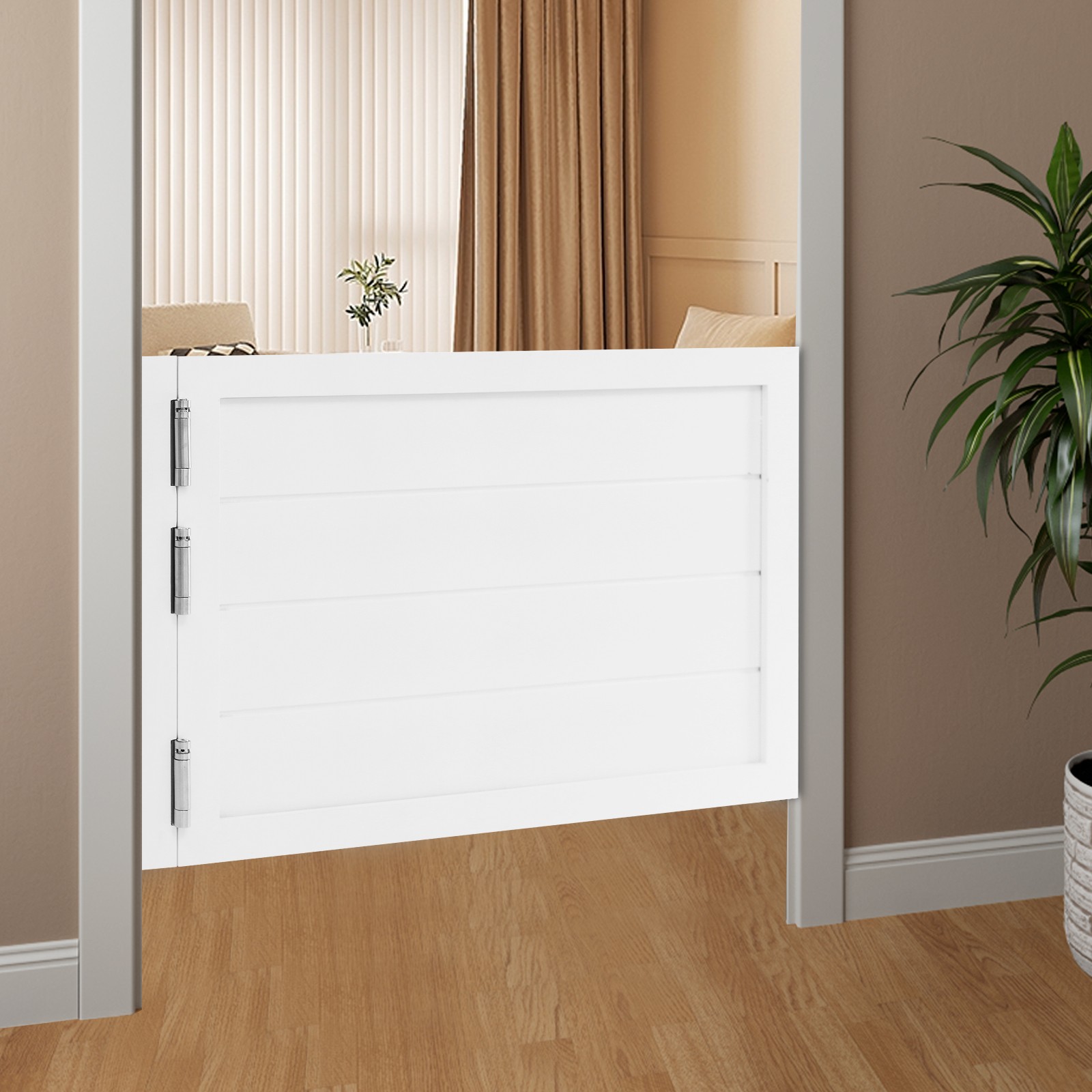 Partition Door, Solid Wood Door, Partition Door for Shop Entrance 90*60cm White