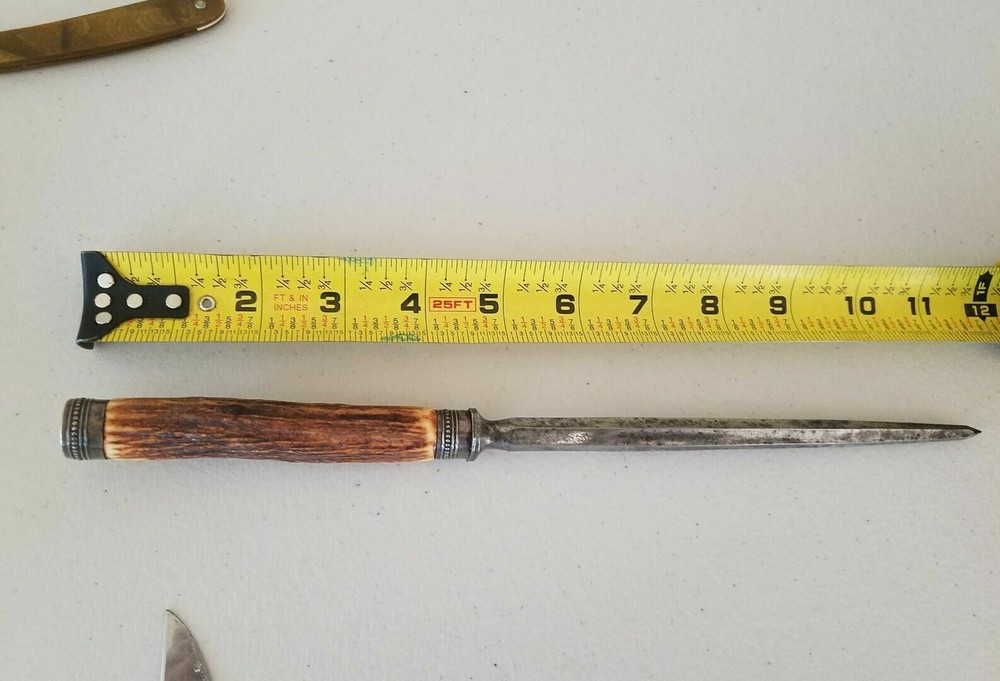 Antique Stag Sterling Silver cuffs Knife Sharpener !