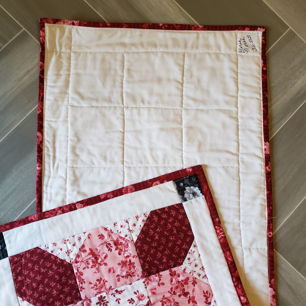 Quilted Table Runner Red White By Gloria