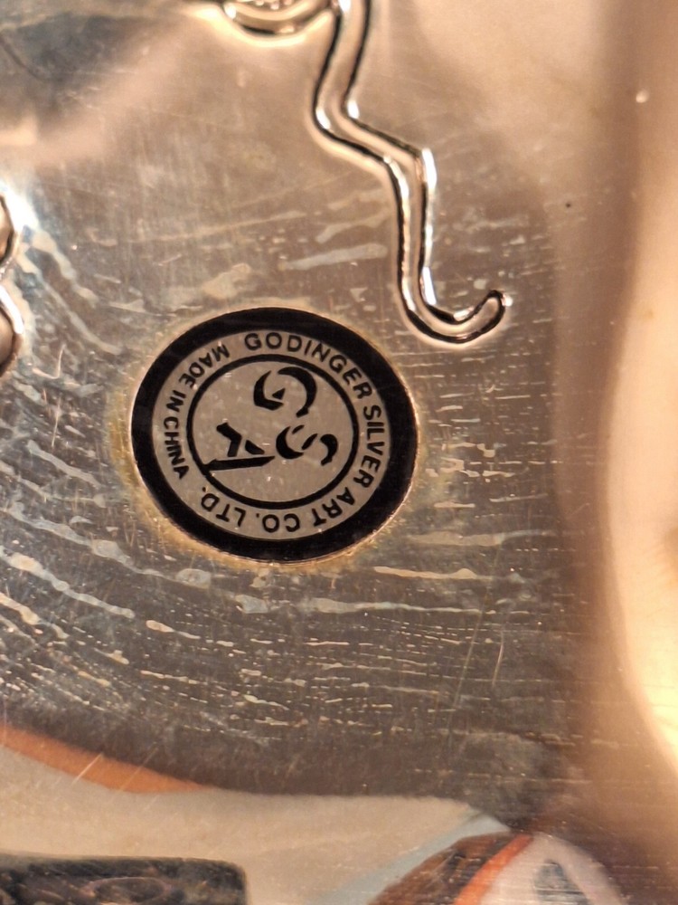 Godinger Silver Plated Double Heart Dish Grape Design Decor Gift