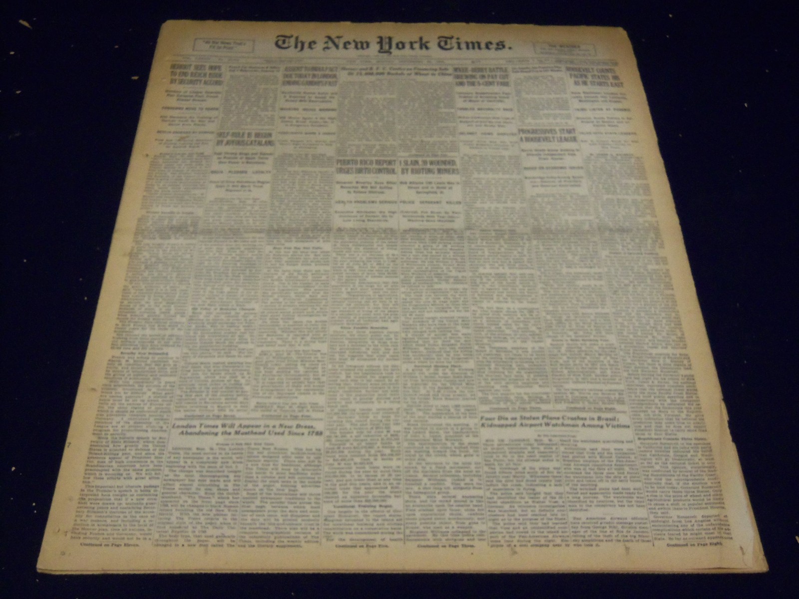 1932 SEPTEMBER 26 NEW YORK TIMES - MINERS RIOT, 1 SLAIN - NT 4067