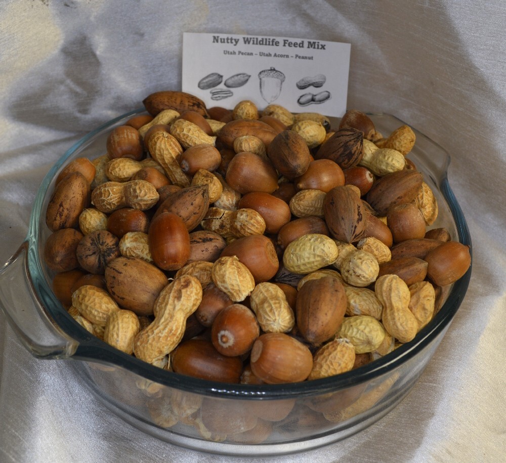 2 LBS Nutty Wildlife Feed Mix with Utah Acorn, Utah Pecan, Peanut In Shell Nuts