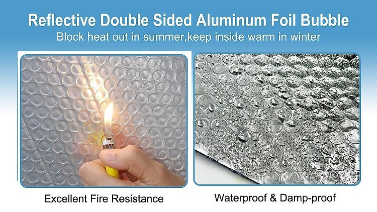 Double Bubble Foil Insulation Reflective Roll 48"x10FT (40SF) FLAME RESISTANT