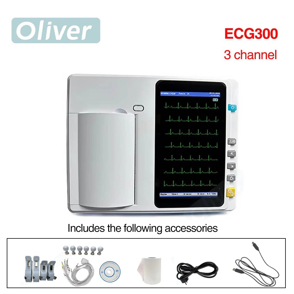 7"touch screen Digital3/6 Channel 12 Leads ECG/EKG Machine Optional for software