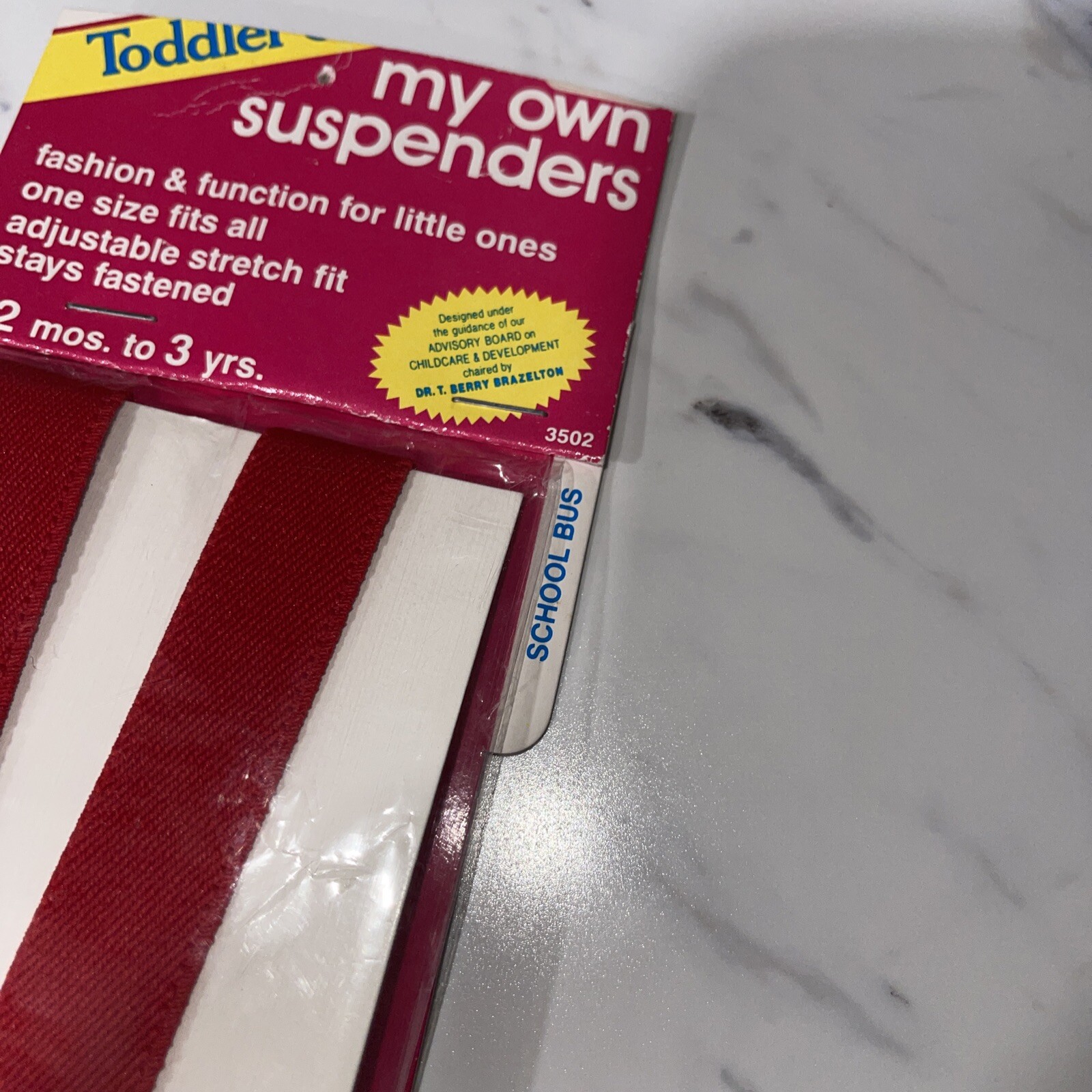 Vintage 1990 The First Years Toddler School Bus Suspenders 12 Months to 3 Years