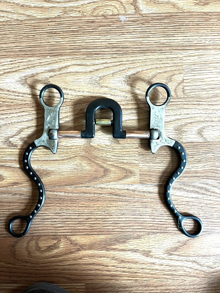 5” Western 2” Spoon Ported Bit Roller Loose Silver S Dotted Shanks