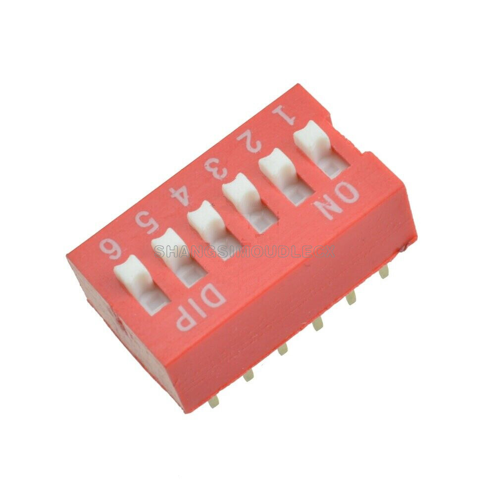 20PCS 2.54mm 6 Position Slide Type Switch Module 6-Bit DIP Red Pitch-