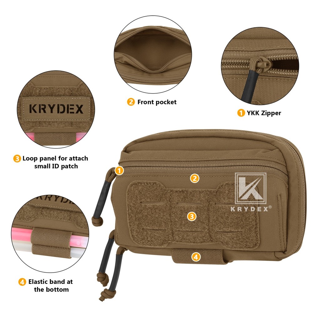 KRYDEX Tactical Modular Utility GP Pouch MOLLE Back Front Pocket Panel Small CB