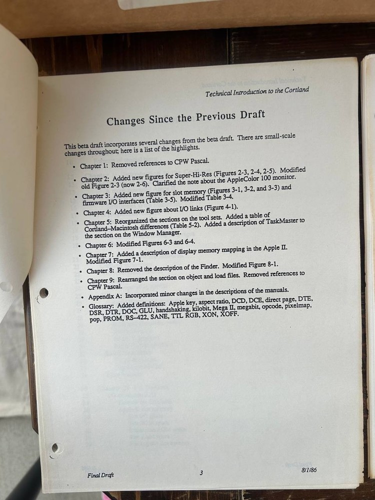 Original Apple internal IIgs Cortland software, ROM & ERS documents 1986–87