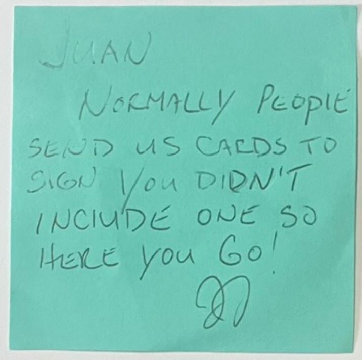 J.J. BIRDEN, 100% AUTHENTIC AUTOGRAPHED "POST-IT" NOTE, NFL STAR !